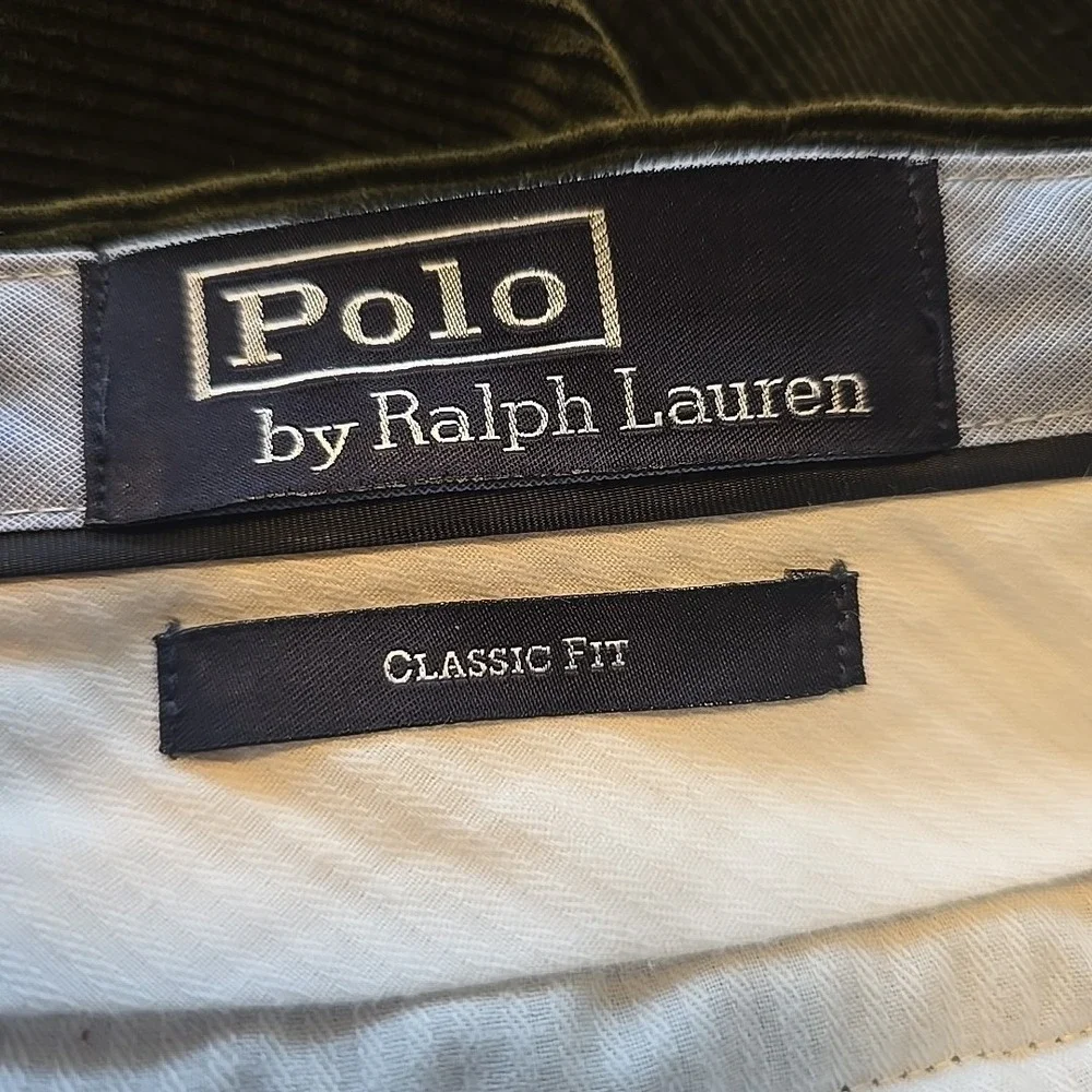 Polo Ralph Lauren Classic Fit 38x32 (Fits 38x27) Mens Brown Green Corduroy Pants